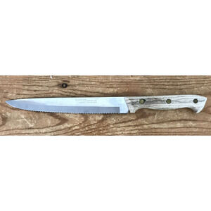 Vintage Bentley Stainlesss Steel Japanese Serrated Steak Knife 6.25” Blade Wood
